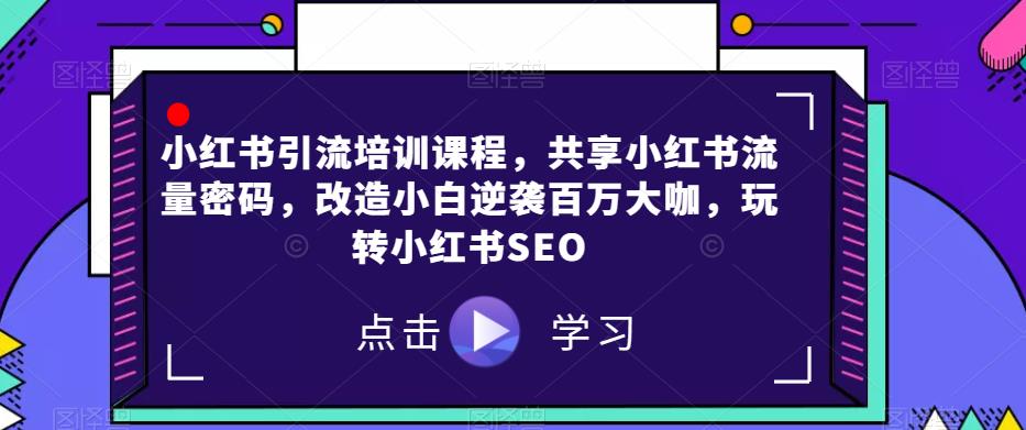 小红书引流培训课程，共享小红书流量密码，改造小白逆袭百万大咖，玩转小红书SEO-网赚项目众筹网