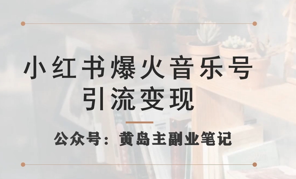 小红书爆火音乐号引流变现项目，视频版一条龙实操玩法分享给你-网赚项目众筹网