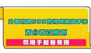外面收费599的视频搬运手法,百分百过原创,可用起号变现【揭秘】-网赚项目众筹网