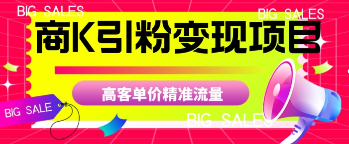 商K引粉变现项目，高客单价精准流量【揭秘】-网赚项目众筹网