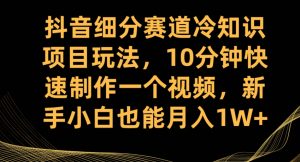 抖音细分赛道冷知识项目玩法,10分钟快速制作一个视频,新手小白也能月入1W+【揭秘】-网赚项目众筹网
