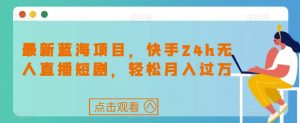 最新蓝海项目,快手24h无人直播短剧,轻松月入过万【揭秘】-网赚项目众筹网