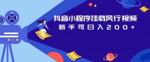抖音小程序挂载风行视频,新手可日入200+-网赚项目众筹网