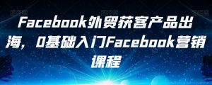 Facebook外贸获客产品出海，0基础入门Facebook营销课程-网赚项目众筹网