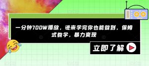 一分钟700W播放,进来学完你也能做到,保姆式教学,暴力变现【揭秘】-网赚项目众筹网