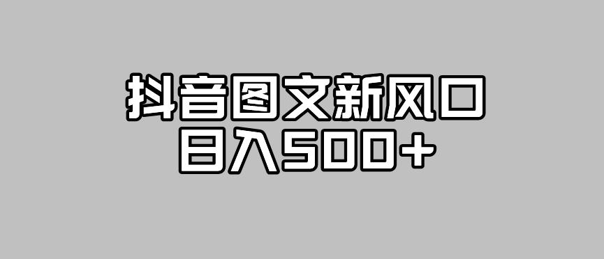 抖音图文最新风口，流量扶持非常高，日入500+【揭秘】-网赚项目众筹网