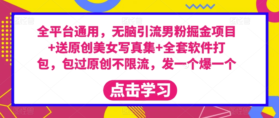 全平台通用，无脑引流男粉掘金项目+送原创美女写真集+全套软件打包，包过原创不限流，发一个爆一个【揭秘】-网赚项目众筹网