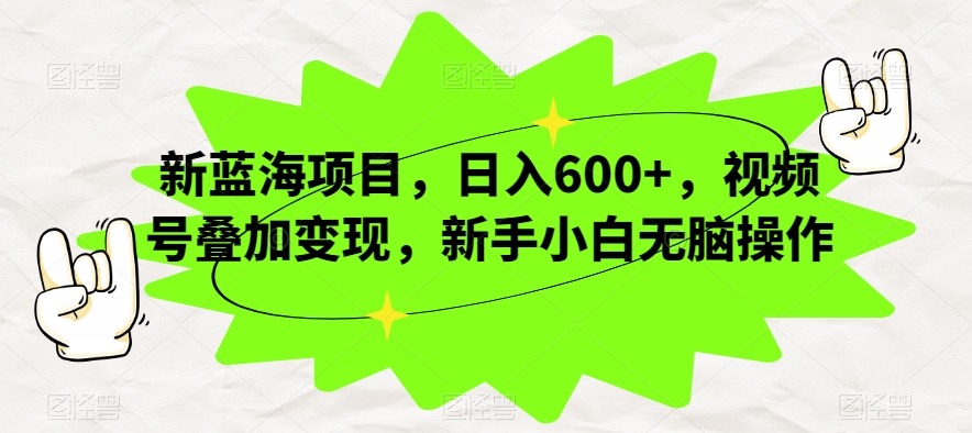 新蓝海项目，日入600+，视频号叠加变现，新手小白无脑操作【揭秘】-网赚项目众筹网