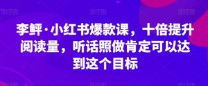 李鲆·小红书爆款课,十倍提升阅读量,听话照做肯定可以达到这个目标-网赚项目众筹网