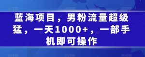 蓝海项目,男粉流量超级猛,一天1000+,一部手机即可操作【揭秘】-网赚项目众筹网