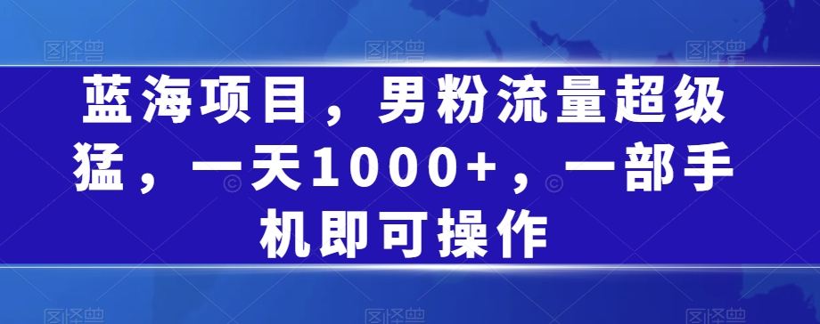蓝海项目，男粉流量超级猛，一天1000+，一部手机即可操作【揭秘】-网赚项目众筹网