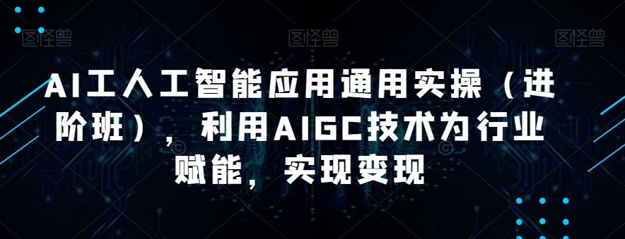AI工人工智能应用通用实操（进阶班），利用AIGC技术为行业赋能，实现变现-网赚项目众筹网