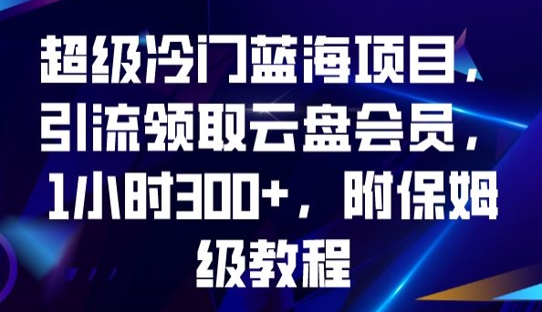 超级冷门蓝海项目，引流领取云盘会员，1小时300+，附保姆级教程-网赚项目众筹网