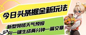 今日头条掘金新玩法，关于新型领域天气预报，AI一键生成两分钟一篇文章，复制粘贴轻松月入5000+-网赚项目众筹网