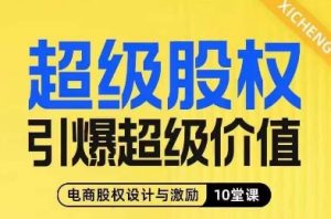 超级股权引爆超级价值,电商股权设计与激励10堂线上课-网赚项目众筹网