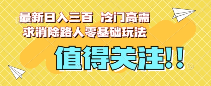 最新日入三百，冷门高需求消除路人零基础玩法【揭秘】-网赚项目众筹网