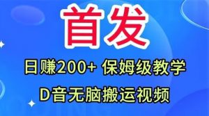 首发，抖音无脑搬运视频，日赚200+保姆级教学【揭秘】-网赚项目众筹网