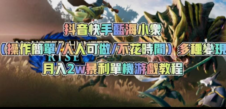抖音快手蓝海小众（操作简单人人可做不花时间）多种变现月入2w＋暴利单机游戏教程-网赚项目众筹网