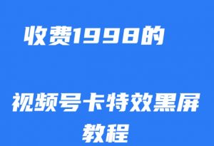 外面收费1998的视频号卡特效黑屏玩法，条条原创，轻松热门【揭秘】-网赚项目众筹网