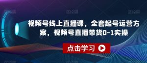 视频号线上直播课,全套起号运营方案,视频号直播带货0-1实操-网赚项目众筹网
