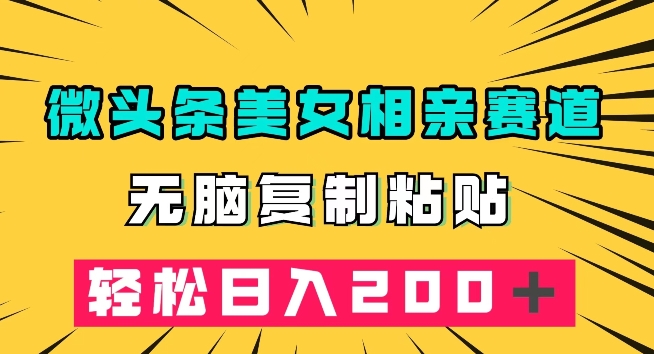微头条冷门美女相亲赛道，无脑复制粘贴，轻松日入200＋【揭秘】-网赚项目众筹网