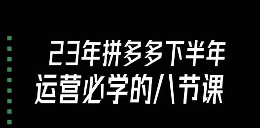 大牙·23年下半年拼多多运营必学的八节课（18节完整）-网赚项目众筹网
