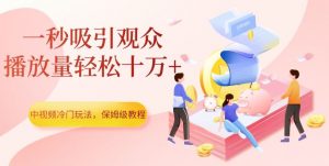 中视频冷门玩法，一秒吸引观众，播放量轻松十万+，保姆级教程【揭秘】-网赚项目众筹网