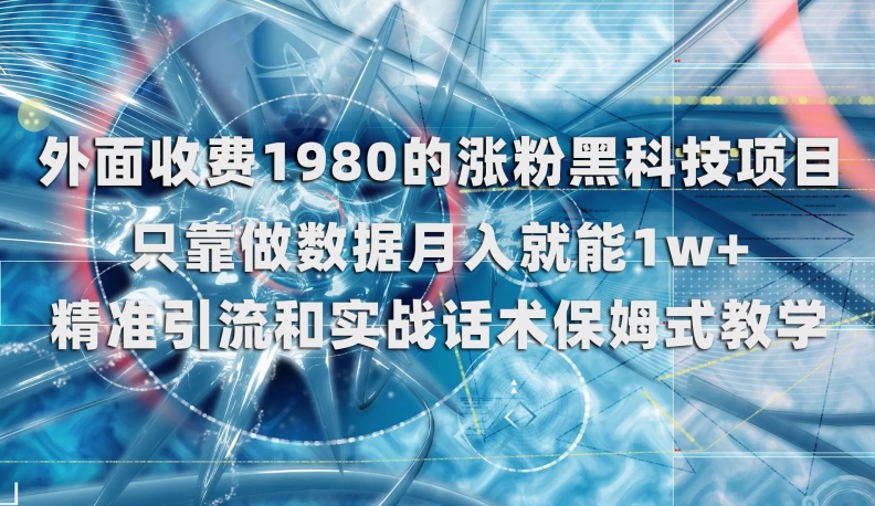 外面收费1980的涨粉黑科技项目，只靠做数据月入就能1w+【揭秘】-网赚项目众筹网