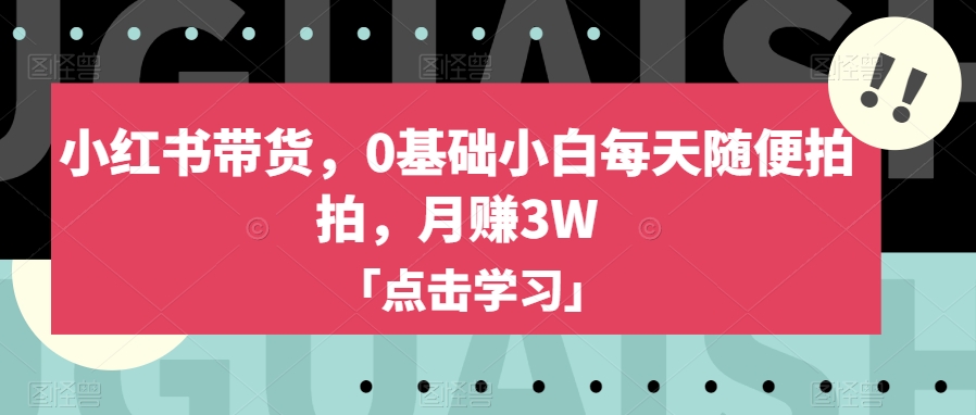 小红书带货，0基础小白每天随便拍拍，月赚3W【揭秘】-网赚项目众筹网