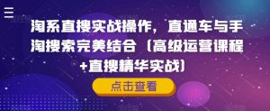 淘系直搜实战操作,直通车与手淘搜索完美结合(高级运营课程+直搜精华实战)-网赚项目众筹网
