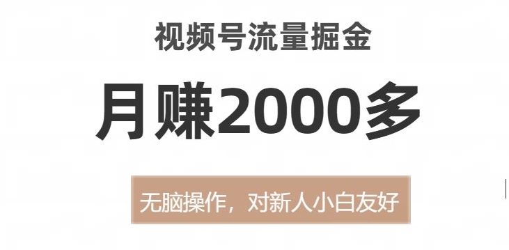 视频号流量掘金，无脑操作，对新人小白友好，月赚2000多【揭秘】-网赚项目众筹网