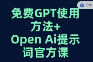 免费GPT+OPEN AI提示词官方课-网赚项目众筹网