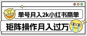 外面收费1980的小红书商单保姆级教程,单号月入2k,矩阵操作轻松月入过万-网赚项目众筹网