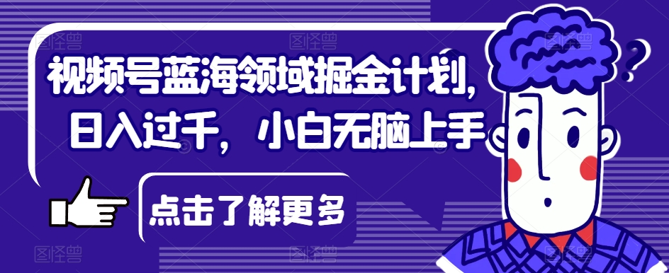 视频号蓝海领域掘金计划，日入过千，小白无脑上手【揭秘】-网赚项目众筹网