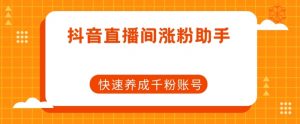 抖音直播间涨粉助手,快速养成千粉账号-网赚项目众筹网