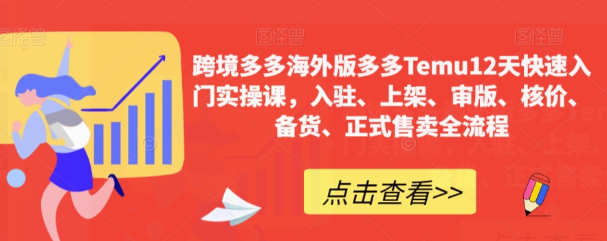 跨境多多海外版多多Temu12天快速入门实操课，入驻、上架、审版、核价、备货、正式售卖全流程-网赚项目众筹网