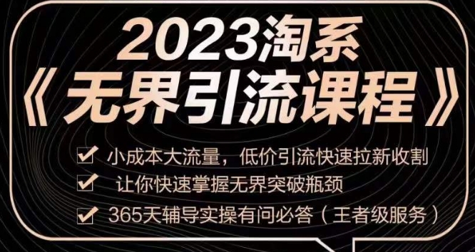2023淘系无界引流实操课程，​小成本大流量，低价引流快速拉新收割，让你快速掌握无界突破瓶颈-网赚项目众筹网