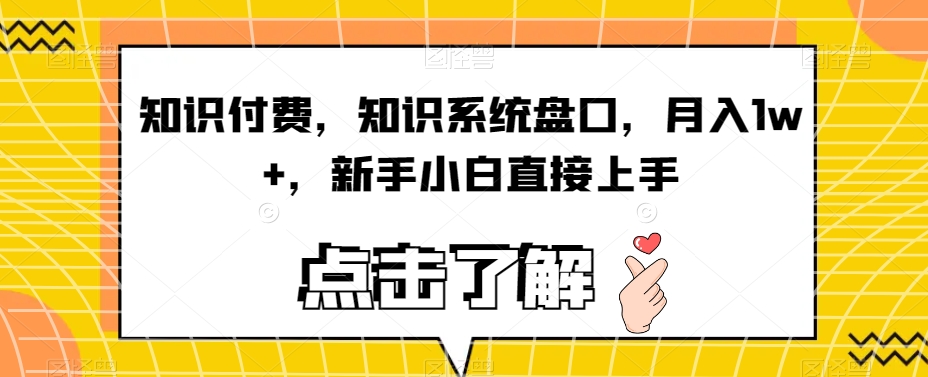 知识付费，知识系统盘口，月入1w+，新手小白直接上手-网赚项目众筹网