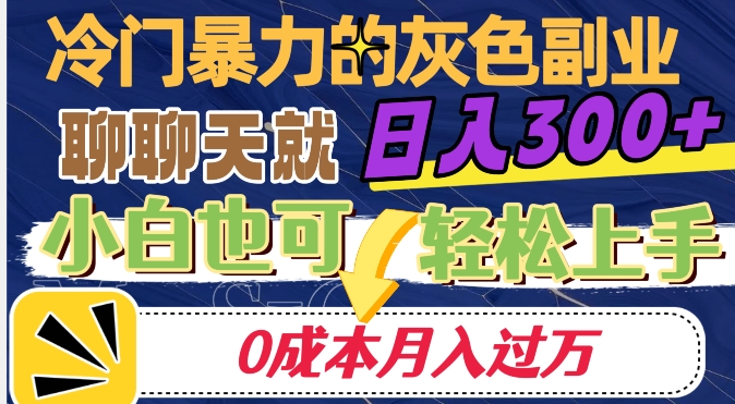 冷门暴利的副业项目，聊聊天就能日入300+，0成本月入过万【揭秘】-网赚项目众筹网