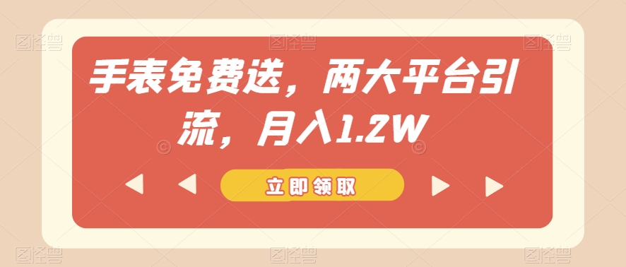 手表免费送，两大平台引流，月入1.2W【揭秘】-网赚项目众筹网