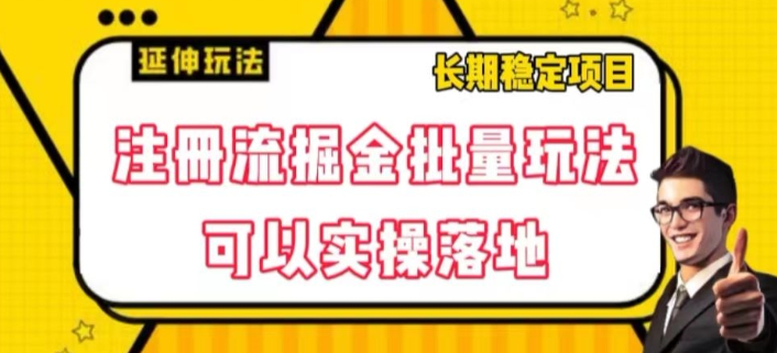 注册流掘金批量玩法，可以实操落地【揭秘】-网赚项目众筹网