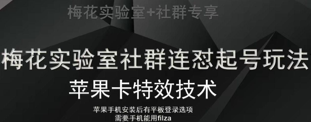 梅花实验室社群视频号连怼起号玩法，最新苹果卡特效技术-网赚项目众筹网