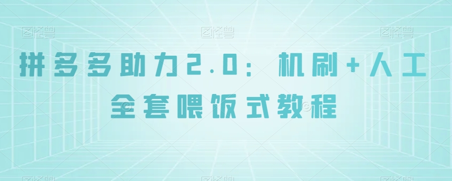 拼多多助力2.0：机刷+人工全套喂饭式教程【揭秘】-网赚项目众筹网