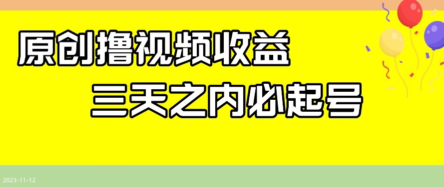 最新撸视频收益，三天之内必起号，一天保底100+【揭秘】-网赚项目众筹网
