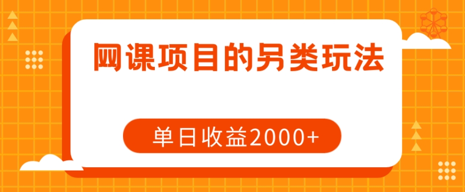 网课项目的另类玩法，单日收益2000+【揭秘】-网赚项目众筹网