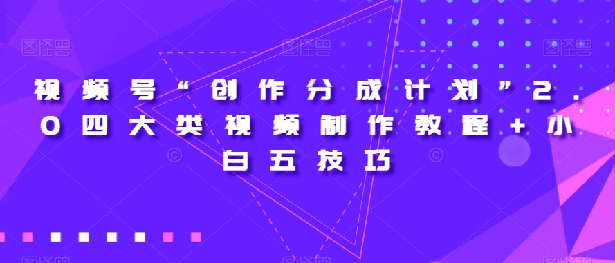 视频号“创作分成计划”2.0四大类视频制作教程+小白五技巧【揭秘】-网赚项目众筹网