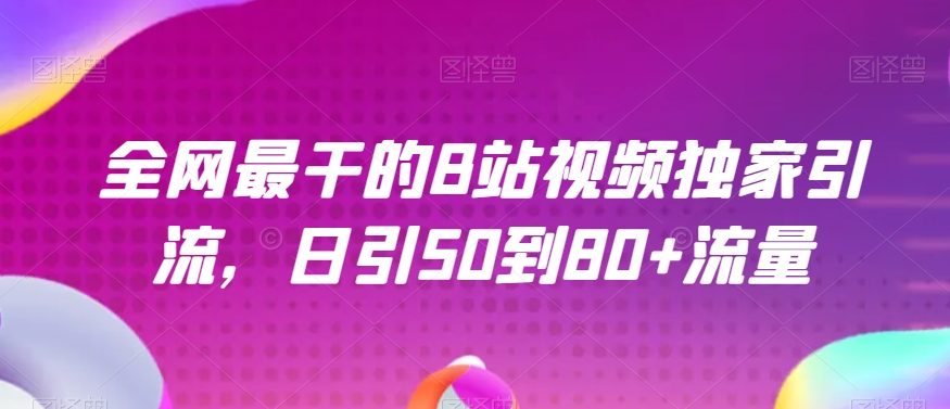 全网最干的B站视频独家引流，日引50到80+流量【揭秘】-网赚项目众筹网