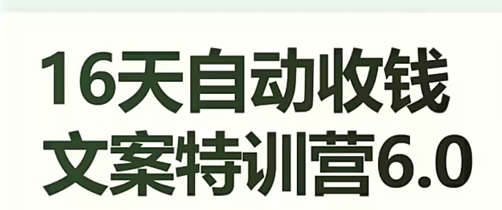 16天自动收钱文案特训营6.0，学会儿每天自动咔咔收钱-网赚项目众筹网