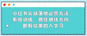 小红书实战落地运营方法，系统训练，抓住搞钱方向，跟有结果的人学习-网赚项目众筹网