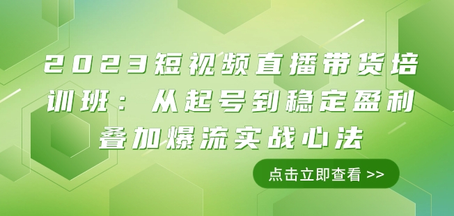 2023短视频直播带货培训班：从起号到稳定盈利叠加爆流实战心法（11节课）-网赚项目众筹网